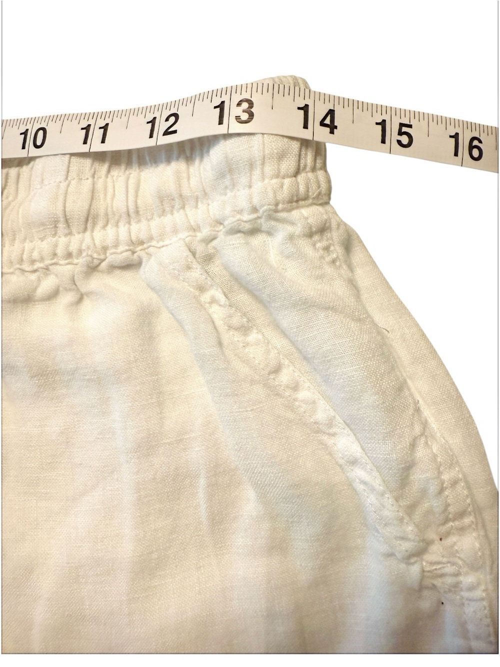 Quince White 100% European Linen Shorts Elastic Drawstring Pocket Size Small EUC - Picture 8 of 13